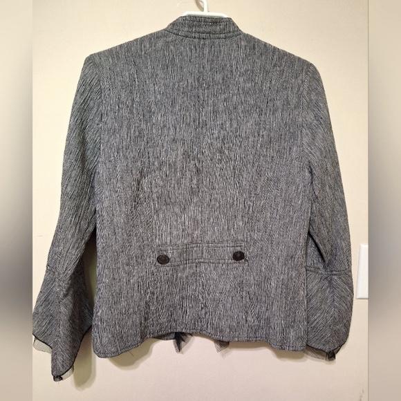 Lana sport 10 women's linen military jacket black mesh ruffles bell sleeve - Picture 6 of 6